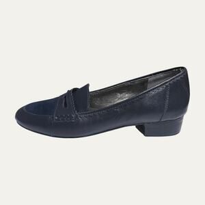 Tahari Jada Blue Penny Loafers Womens 6.5M Leather Suede old money preppy office